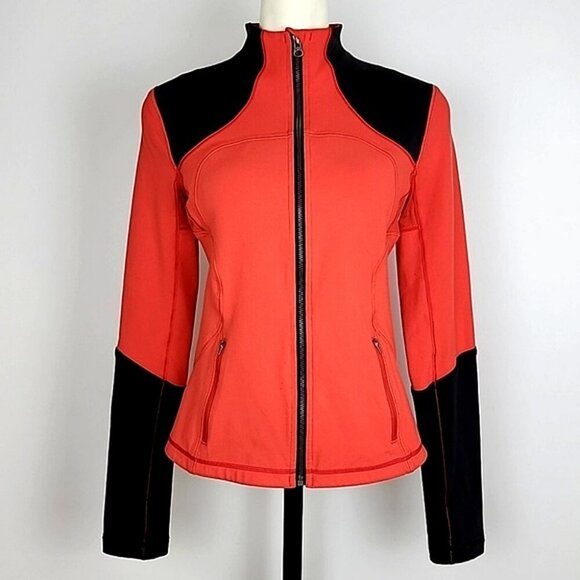 Lululemon Forme Jacket Brushed Love Red Deep Coal Stretch Size 10 - Picture 3 of 16